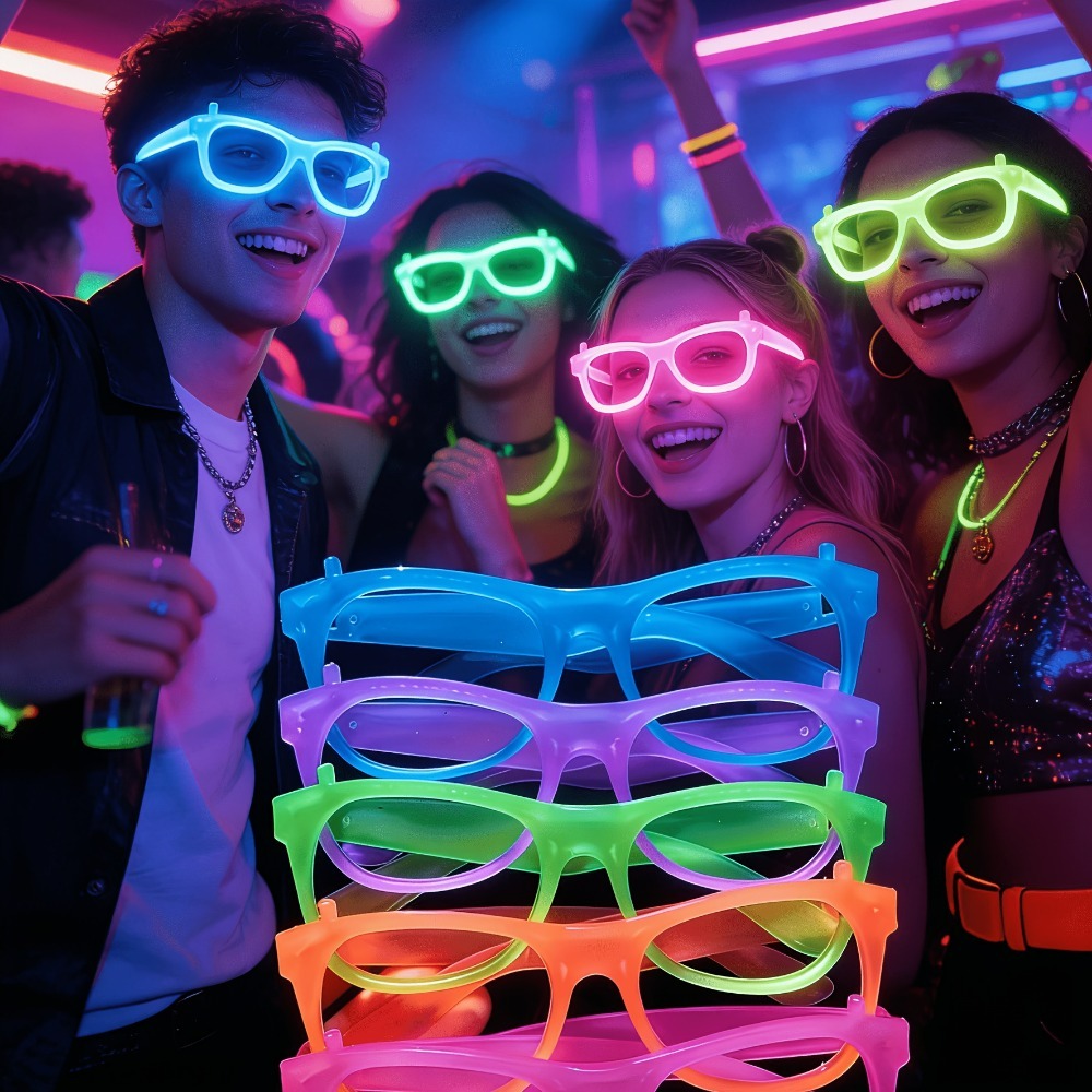 Glow In The Dark Party Glasses - 5/12 stuks UV Glow in The