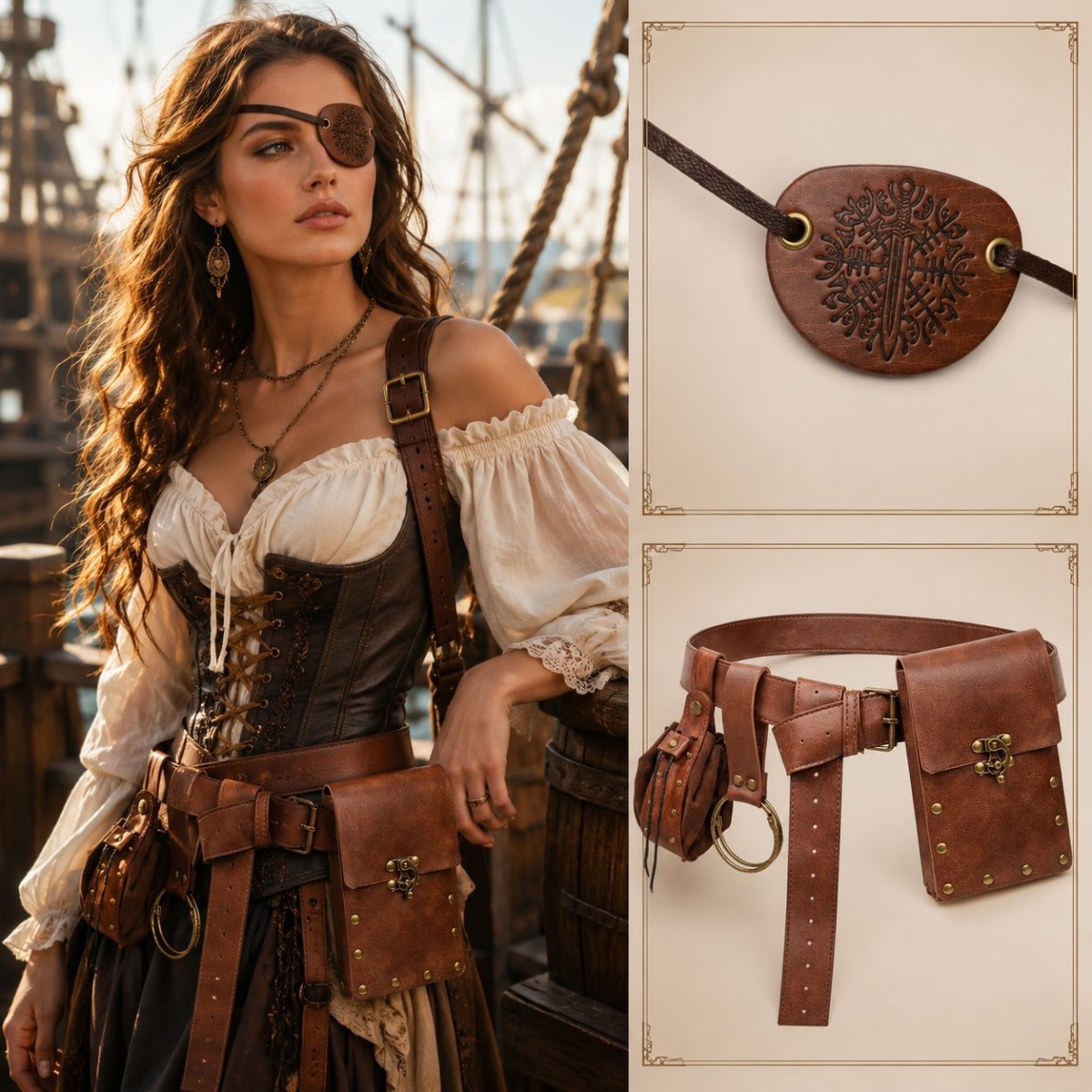 Middeleeuwse retro-riemen, zak - Costumes recensie en prijs